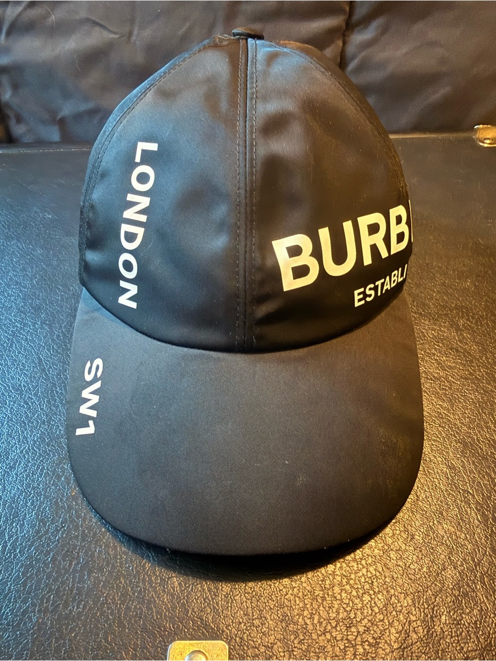 Burberry Black Logo Baseball Cap with White Lettering
